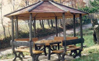 gazebo cemento finto legno, CH164tc PN1114